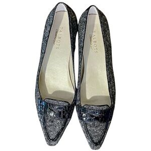 Talbots Tweed Croc-Trim Block Heel Loafers | Size 9B